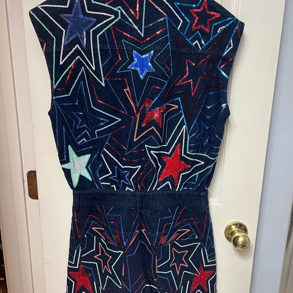 QUEEN OF SPARKLES Groovy Star Denim Jumpsuit - Picture 3 of 4